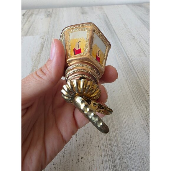 Radko Vintage lantern lamp clip glass glitter gold light Xmas tree - Picture 9 of 9